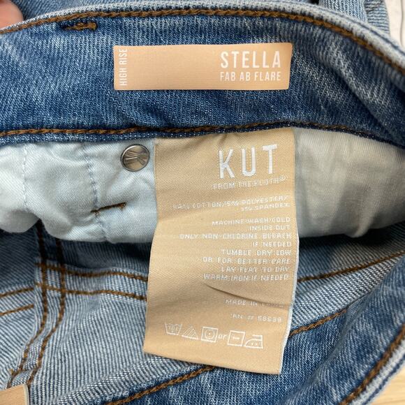 Kut From The Kloth Stella High Rise Fab Ab Flare Jeans Vintage Wash Size 00 - Picture 6 of 7